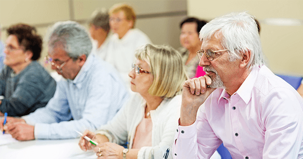 Senior adults in a classroom setting